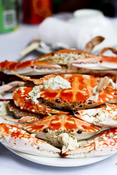 Gestoomde Krab Thais eten op plaat — Stockfoto