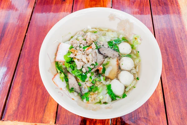 Pork noodle spicy soup thai style tom yum — Stock Photo, Image