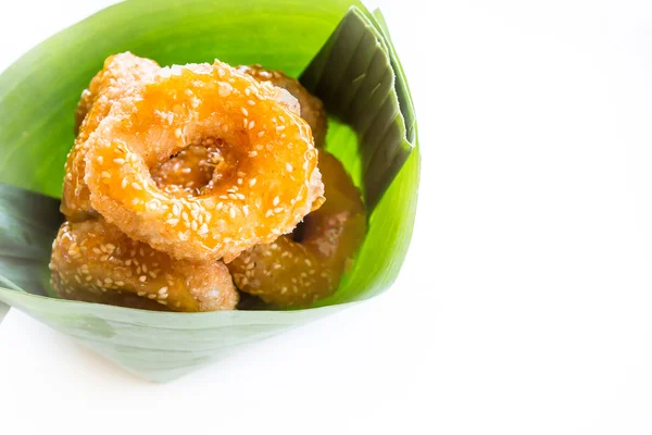 Traditional Thai donut (ka-nom-wong). Thai dessert — Stock Photo, Image