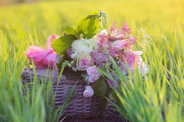 Spring Bouquet Grass Spring Flowers — Stock Photo, Image
