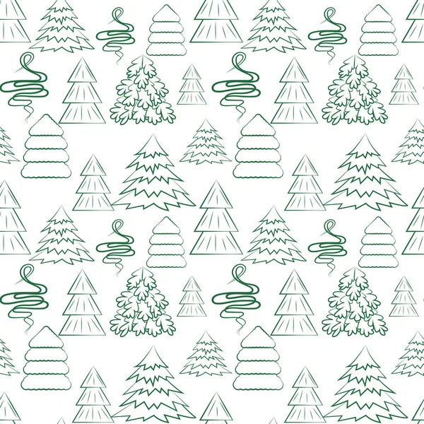 Fondo Sin Costuras Con Diferentes Árboles Navidad Vector Año Nuevo — Vector de stock