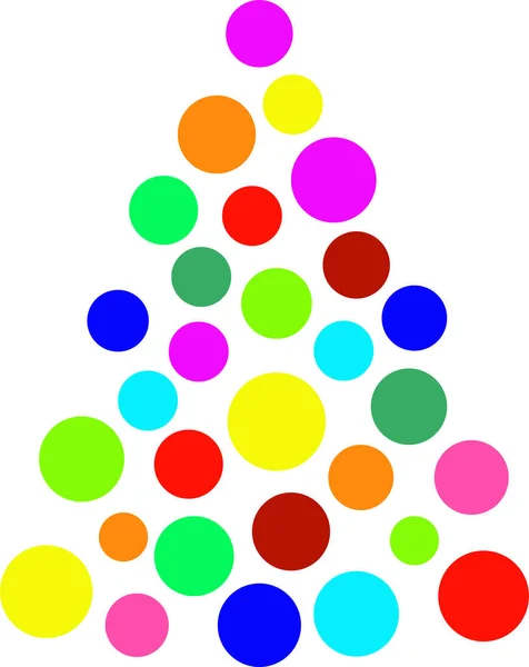 Arbre de Noël fait de boules de différentes couleurs. Vecteur de silhouette épinette sur fond blanc. — Image vectorielle