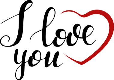 Seni seviyorum vektör. El yazısı aşk beyanı.