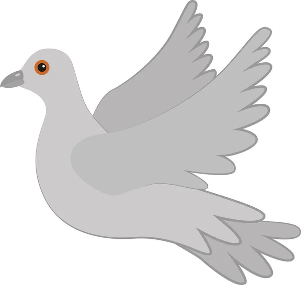 Paloma gris sobre fondo blanco. Paloma en vuelo. Un símbolo de amor y devoción, paz, vector. — Vector de stock