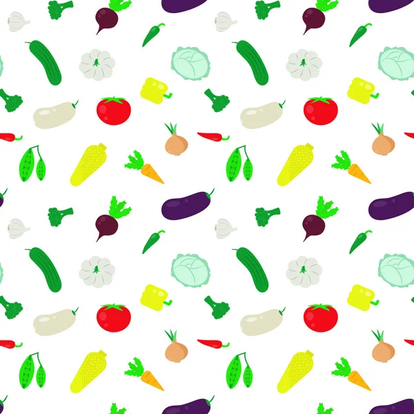 Nahtlos wiederholtes Muster mit Gemüse. Vektor-Hintergrund für Küchendesign. — Stockvektor