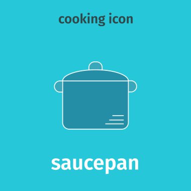 Renkli simge. Vektör, mavili tencere. Düz Çizim.