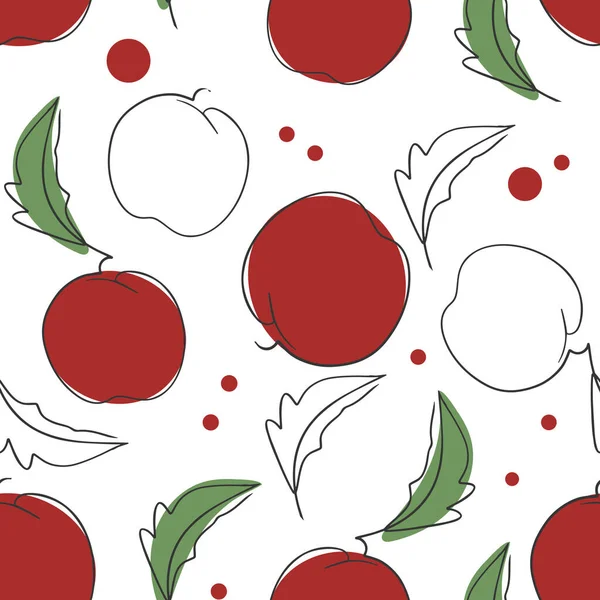 Patrón Sin Costuras Con Manzanas Vector Manzanas Estilo Arte Línea — Vector de stock