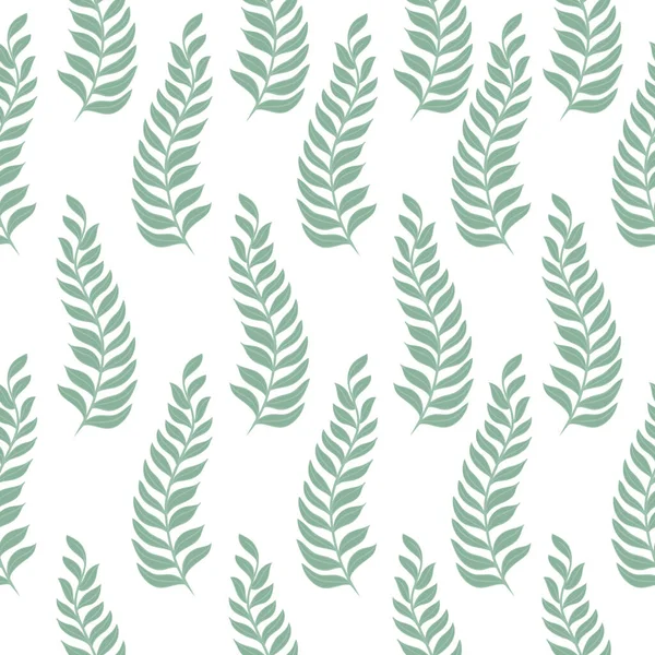 Бесшовный рисунок с зелеными ветвями, вектор. Ботанический естественный фон с листовыми элементами. Шаблон для обоев, бумаги и упаковки. — стоковый вектор