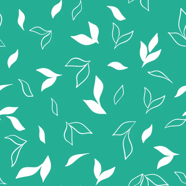 无缝图案 绿色背景上有白色花朵 矢量图解 包装和设计模板 植物学自然背景 — 图库矢量图片