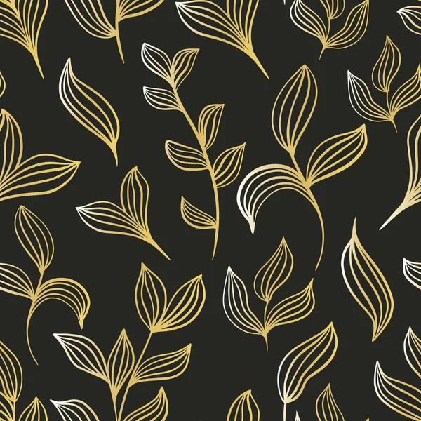 手绘金黄色植物薄片无缝图案.B.病媒 — 图库矢量图片