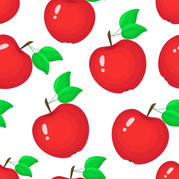 Padrão sem costura com maçãs vermelhas brilhantes, ilustração vetorial. — Vetor de Stock