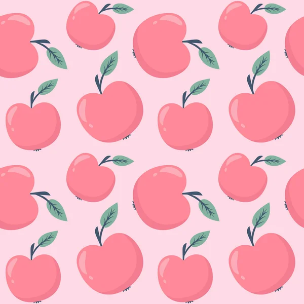 Patrón Continuo Con Manzanas Vector Fondo Sin Costuras Con Frutas — Vector de stock