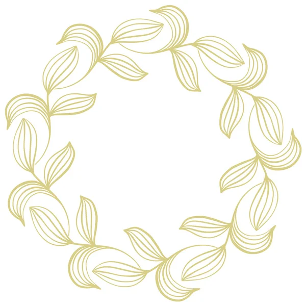 Goud Groene Sierlijke Frame Voor Kaarten Felicitaties Vector Illustratie Cirkelvormige — Stockvector