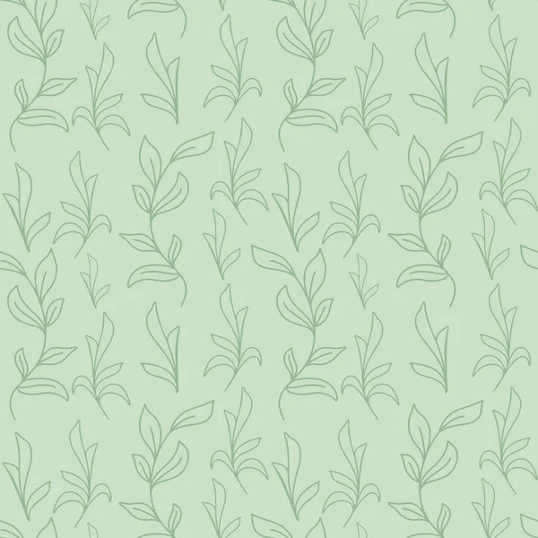 Ветви Бесшовным Рисунком Листьев Векторная Иллюстрация Ботанический Фон Простынями Зеленый — стоковый вектор