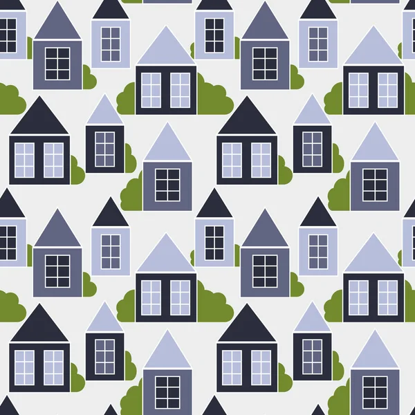 Cute Houses Seamless Pattern Vector Illustration Baby Wallpaper Background Packaging — Stock Vector