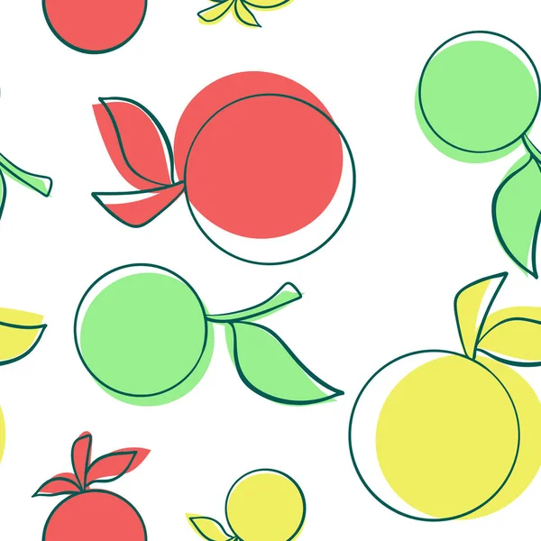 Стилизованный Рисунок Яблок Векторная Иллюстрация Плоды Красные Зеленые Желтые Простые — стоковый вектор