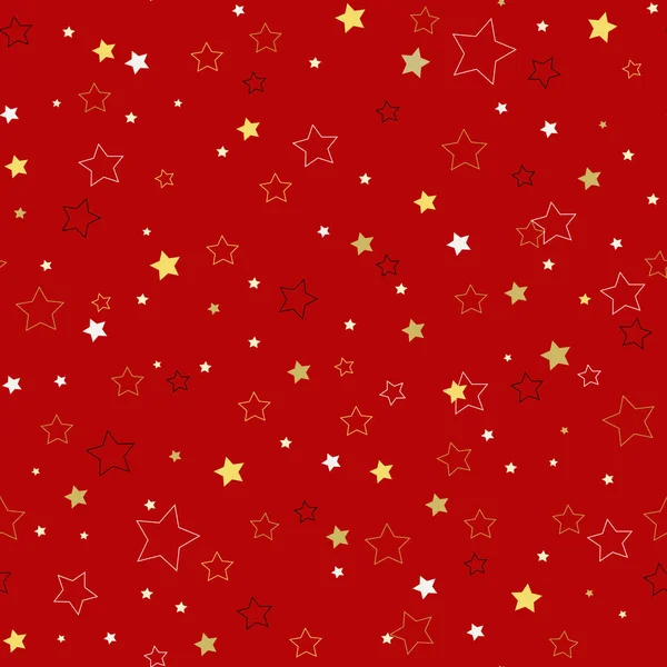 Fondo Rojo Con Estrellas Doradas Blancas Negras Ilustración Vectorial — Archivo Imágenes Vectoriales