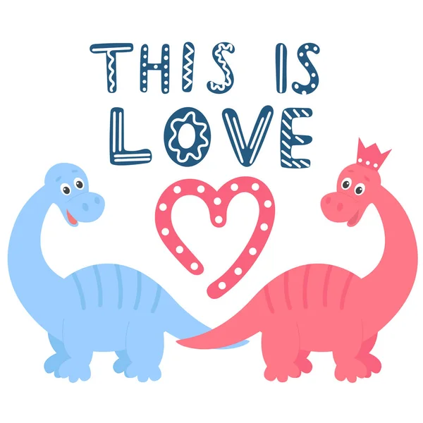 Ruční Písmo Ilustrace Vektoru Lásky Dinosaurů Pohlednicový Nápis Dětský Prapor — Stockový vektor