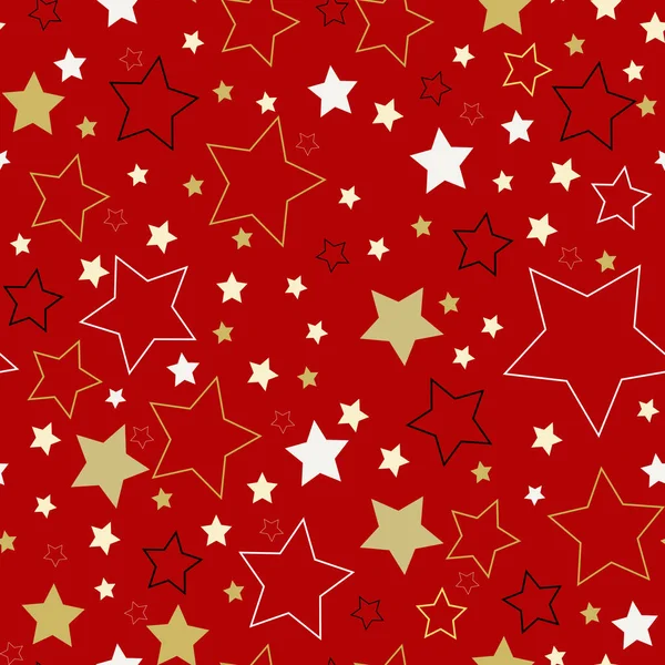 Estrela Padrão Festivo Ilustração Vetorial Estrelas Douradas Brancas Sobre Fundo — Vetor de Stock