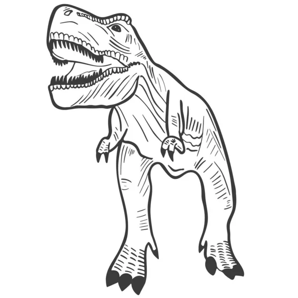 手工雕刻的恐龙Tirex病媒图解 侏罗纪灭绝的动物 掠食性危险恐龙素描 — 图库矢量图片
