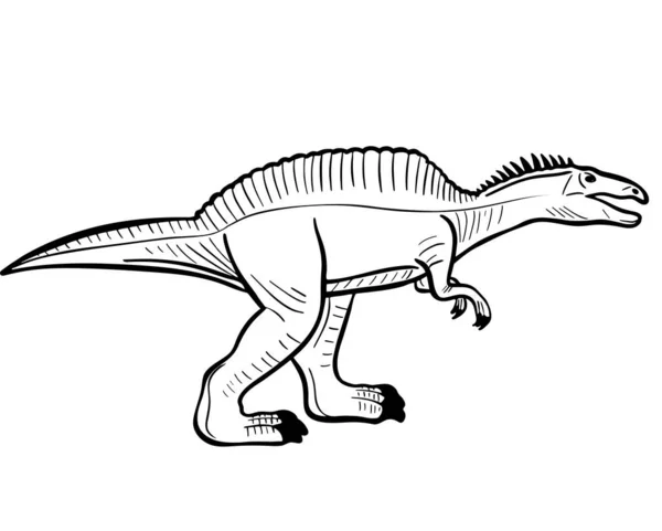 Dinosaurie Rovdjur Hand Graverade Vektor Illustration Förhistorisk Utdöd Djur Jura — Stock vektor