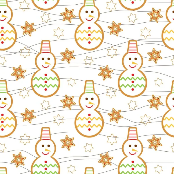 Bonhommes Neige Vitrés Noël Motif Sans Couture Arrière Plan Avec — Image vectorielle