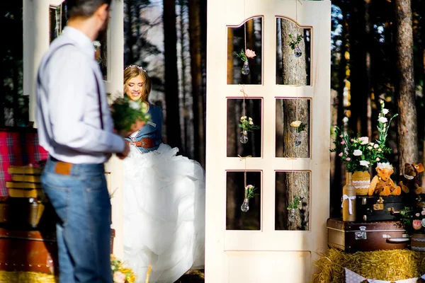 Wedding in country style in the woods