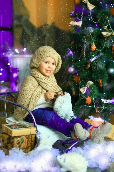 The girl near a Christmas fir-tree 5 — Stock Photo, Image