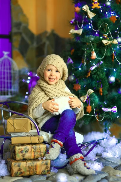 The girl near a Christmas fir-tree 13 — Stock Photo, Image