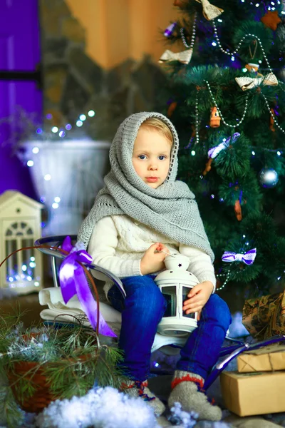 The girl near a Christmas fir-tree 21 — Stock Photo, Image