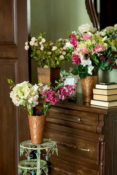 flowers on a dresser
