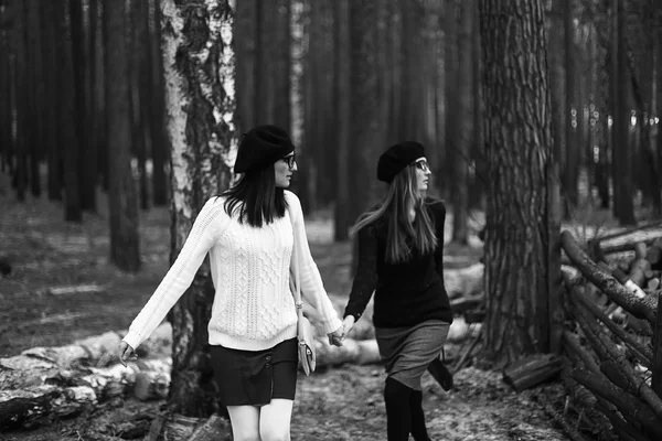 Due ragazze nel bosco — Foto Stock