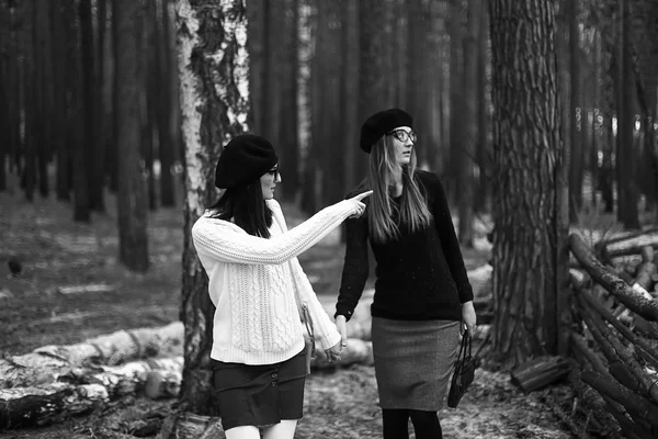 Due ragazze nel bosco — Foto Stock
