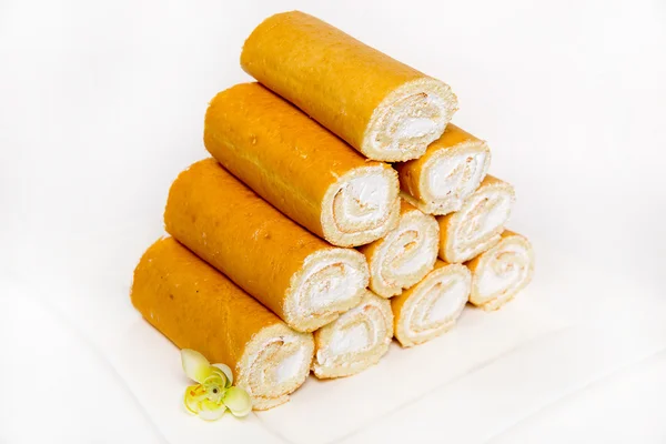 Mini rolls with cream isolate — Stock Photo, Image