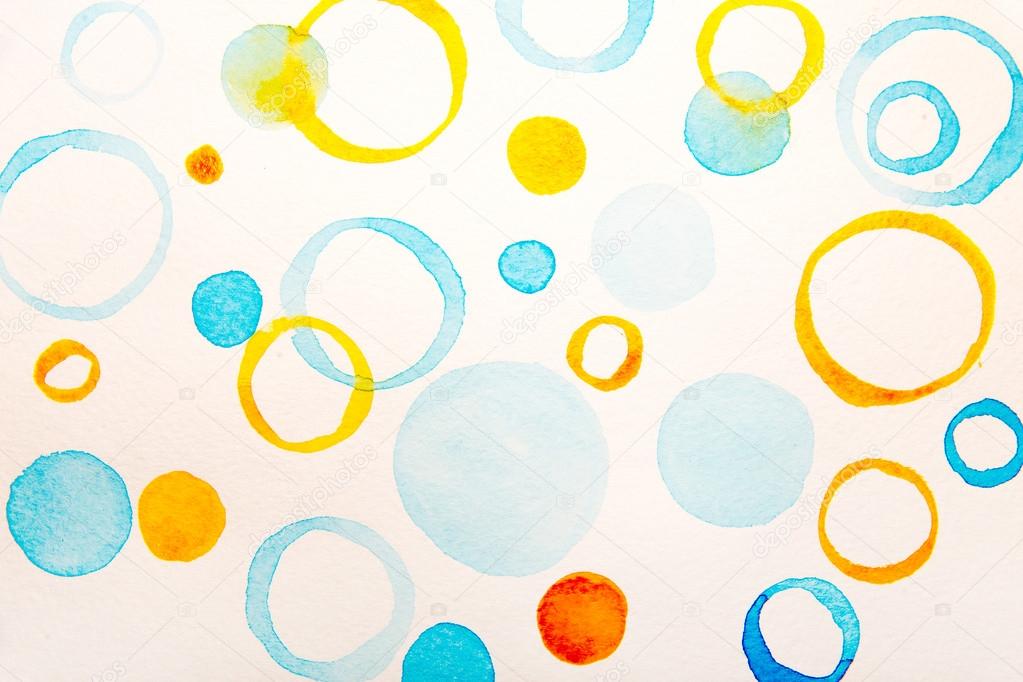 blue and yellow circles water color