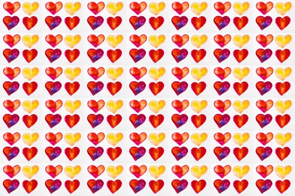 Kolorowe serca akwarela — Zdjęcie stockowe