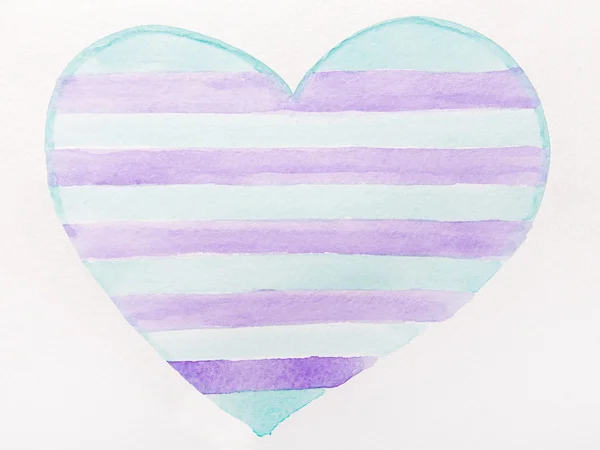 Niebieskie i fioletowe serce akwarela — Zdjęcie stockowe