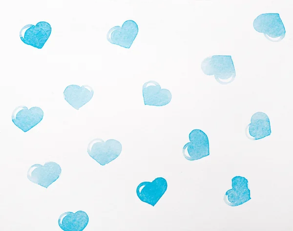 Blaue Herzen Aquarell — Stockfoto