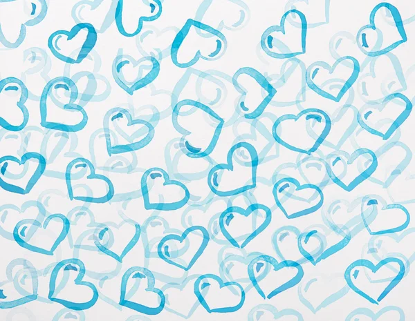 Kék szívek akvarell — Stock Fotó