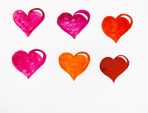 Kleurrijke harten aquarel — Stockfoto