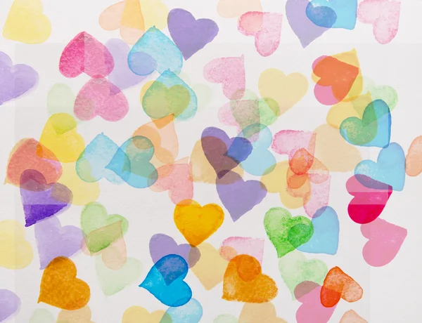 Colorful hearts watercolor — Stock Photo, Image