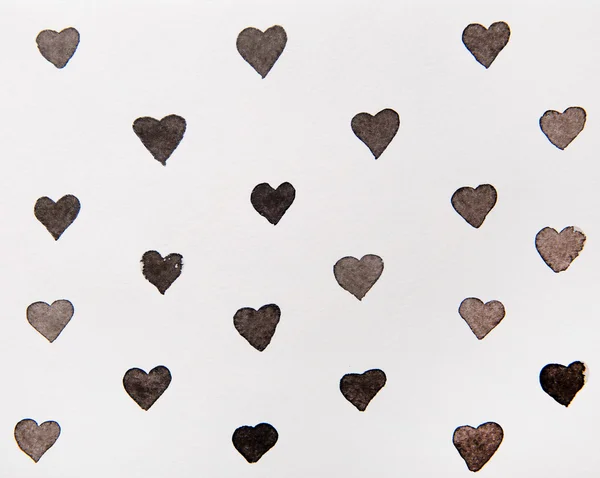 Black hearts watercolor — Stock Photo, Image