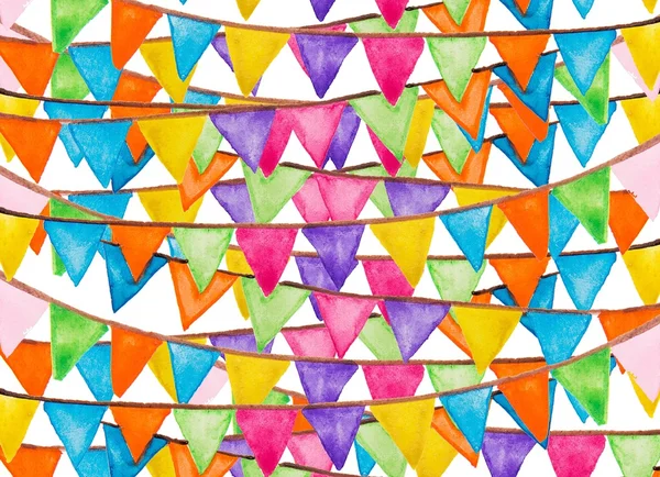 Renk Festival bayrakları suluboya — Stok fotoğraf