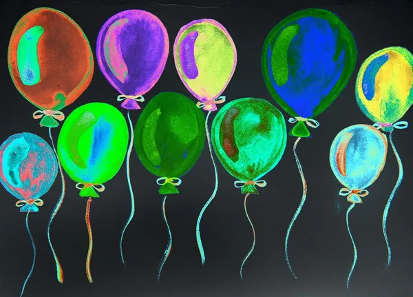 Multi-colored balloons watercolor — Stock Photo, Image