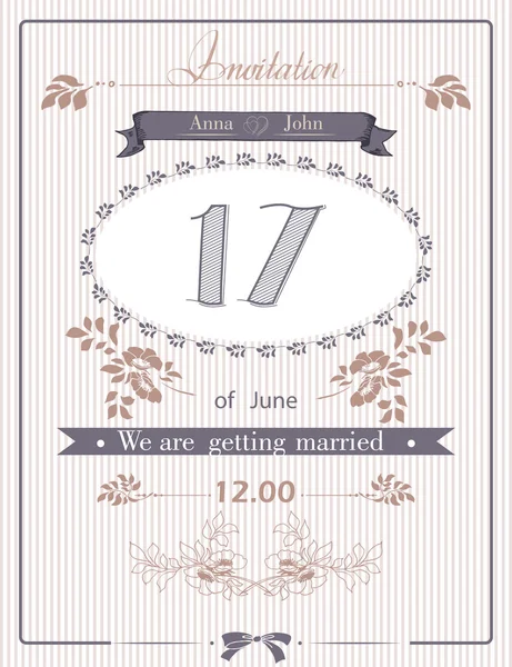 Wedding invitation cards with wild rose. Template illustration. — Stockový vektor