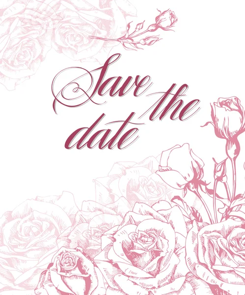Зберегти дату з трояндою. Запрошення на весілля (Використовуйте для посадки на посадковий талон, запрошення, дякую картці). Вектор шаблонів . — стоковий вектор