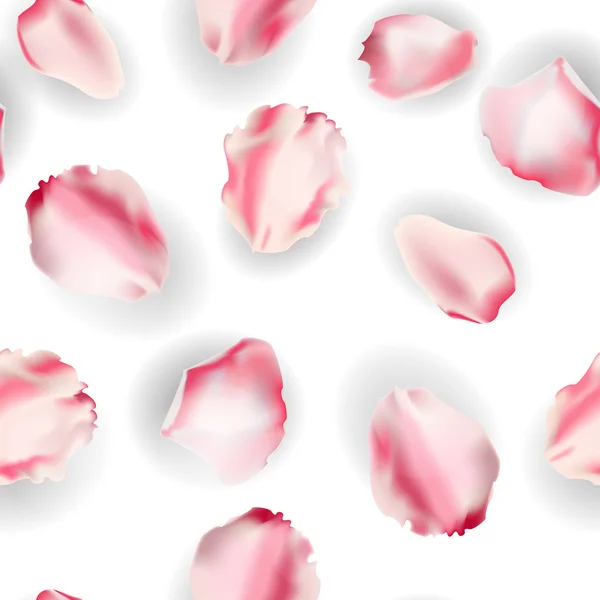 Patrón sin costuras de pétalos de rosas en el fondo aislado. ilustración vectorial . — Vector de stock