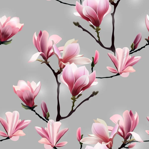 Modèle sans couture avec brunch de fleurs de Magnolia . — Image vectorielle