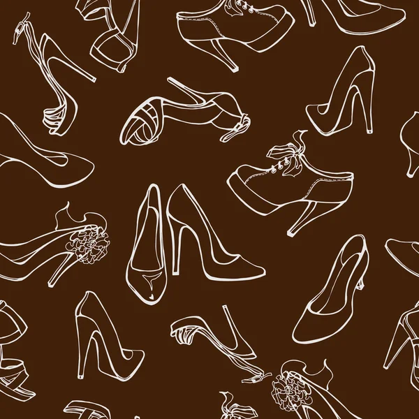 Zapatos de mujer patrón sin costuras. Ilustración vectorial . — Archivo Imágenes Vectoriales