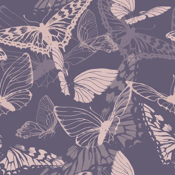 Sömlöst mönster med fjärilar. Vektorillustration — Stock vektor